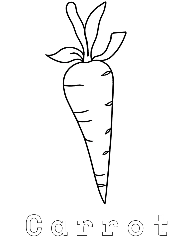 Carrot coloring page with name easy