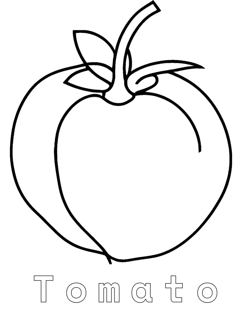 Easy tomato coloring page with names