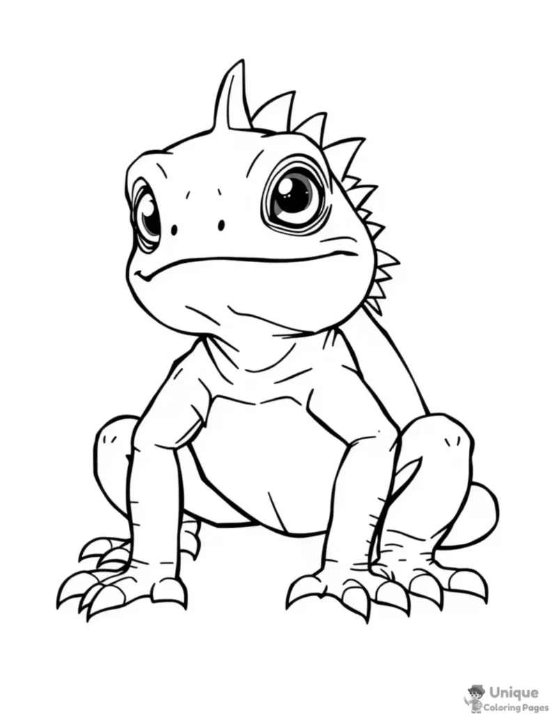 cute iguana coloring page